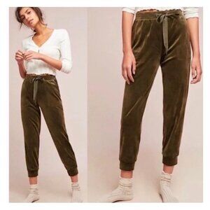 Anthropologie Saturday Sunday Pants XS Velvet Joggers Green